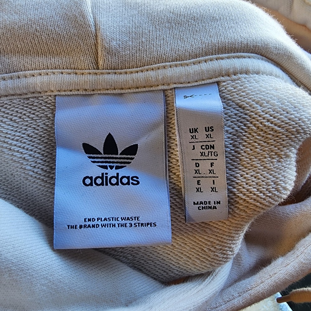 Adidas Hoodie Mens XL Cream Good Rainbow Trefoil Graphic Pullover Sweatshirt - Picture 9 of 11